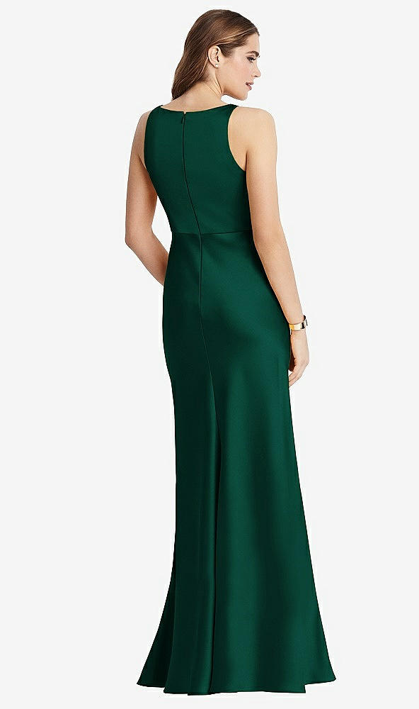 Back View - Hunter Green Cowl-Neck Maxi Tank Dress - Nova