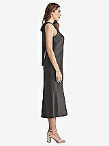 Side View Thumbnail - Caviar Gray Tie Neck Cutout Midi Tank Dress - Lou