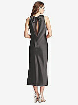 Rear View Thumbnail - Caviar Gray Tie Neck Cutout Midi Tank Dress - Lou