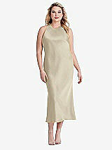 Alt View 2 Thumbnail - Champagne Tie Neck Cutout Midi Tank Dress - Lou