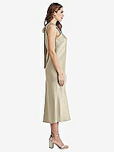 Side View Thumbnail - Champagne Tie Neck Cutout Midi Tank Dress - Lou