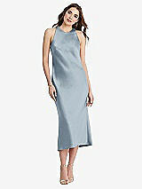 Front View Thumbnail - Mist Tie Neck Cutout Midi Tank Dress - Lou