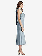 Side View Thumbnail - Mist Tie Neck Cutout Midi Tank Dress - Lou