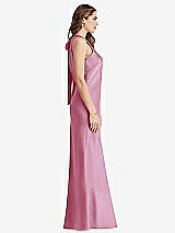 Side View Thumbnail - Powder Pink Tie Neck Low Back Maxi Tank Dress - Marin