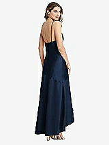 Rear View Thumbnail - Midnight Navy Asymmetrical Drop Waist High-Low Slip Dress - Devon