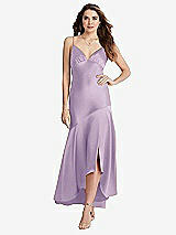 Front View Thumbnail - Pale Purple Asymmetrical Drop Waist High-Low Slip Dress - Devon