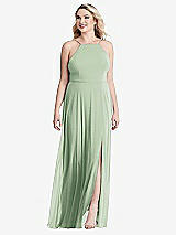 Alt View 1 Thumbnail - Celadon High Neck Chiffon Maxi Dress with Front Slit - Lela