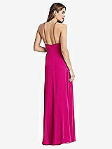 Rear View Thumbnail - Think Pink High Neck Chiffon Maxi Dress with Front Slit - Lela