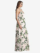 Side View Thumbnail - Palm Beach Print Chiffon Maxi Wrap Dress with Sash - Cora