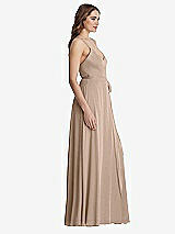 Side View Thumbnail - Topaz Chiffon Maxi Wrap Dress with Sash - Cora