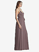 Side View Thumbnail - French Truffle Chiffon Maxi Wrap Dress with Sash - Cora