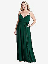 Alt View 1 Thumbnail - Hunter Green Chiffon Maxi Wrap Dress with Sash - Cora