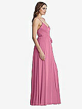 Side View Thumbnail - Orchid Pink Chiffon Maxi Wrap Dress with Sash - Cora