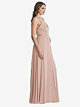 Side View Thumbnail - Toasted Sugar Chiffon Maxi Wrap Dress with Sash - Cora