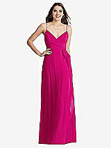 Front View Thumbnail - Think Pink Chiffon Maxi Wrap Dress with Sash - Cora