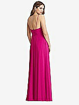 Rear View Thumbnail - Think Pink Chiffon Maxi Wrap Dress with Sash - Cora