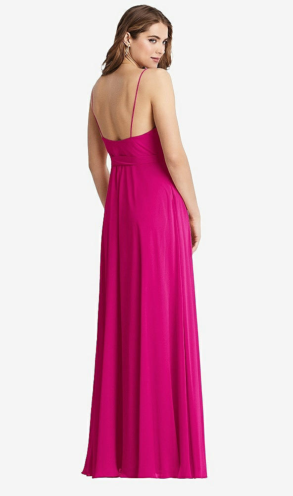 Back View - Think Pink Chiffon Maxi Wrap Dress with Sash - Cora