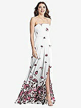 Front View Thumbnail - London Print Square Neck Chiffon Maxi Dress with Front Slit - Elliott