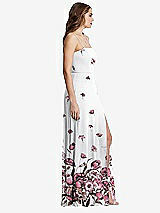 Side View Thumbnail - London Print Square Neck Chiffon Maxi Dress with Front Slit - Elliott