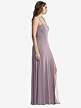 Side View Thumbnail - Lilac Dusk Square Neck Chiffon Maxi Dress with Front Slit - Elliott