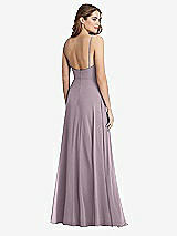 Rear View Thumbnail - Lilac Dusk Square Neck Chiffon Maxi Dress with Front Slit - Elliott