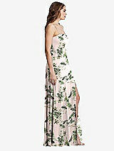 Side View Thumbnail - Palm Beach Print Square Neck Chiffon Maxi Dress with Front Slit - Elliott