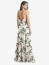 Rear View Thumbnail - Palm Beach Print Square Neck Chiffon Maxi Dress with Front Slit - Elliott