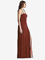 Side View Thumbnail - Auburn Moon Square Neck Chiffon Maxi Dress with Front Slit - Elliott