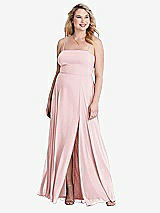 Alt View 1 Thumbnail - Ballet Pink Square Neck Chiffon Maxi Dress with Front Slit - Elliott