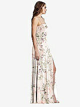 Side View Thumbnail - Blush Garden Square Neck Chiffon Maxi Dress with Front Slit - Elliott