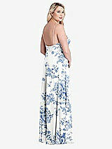 Alt View 2 Thumbnail - Cottage Rose Dusk Blue Square Neck Chiffon Maxi Dress with Front Slit - Elliott