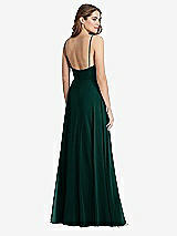 Rear View Thumbnail - Evergreen Square Neck Chiffon Maxi Dress with Front Slit - Elliott