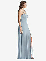 Side View Thumbnail - Mist Square Neck Chiffon Maxi Dress with Front Slit - Elliott