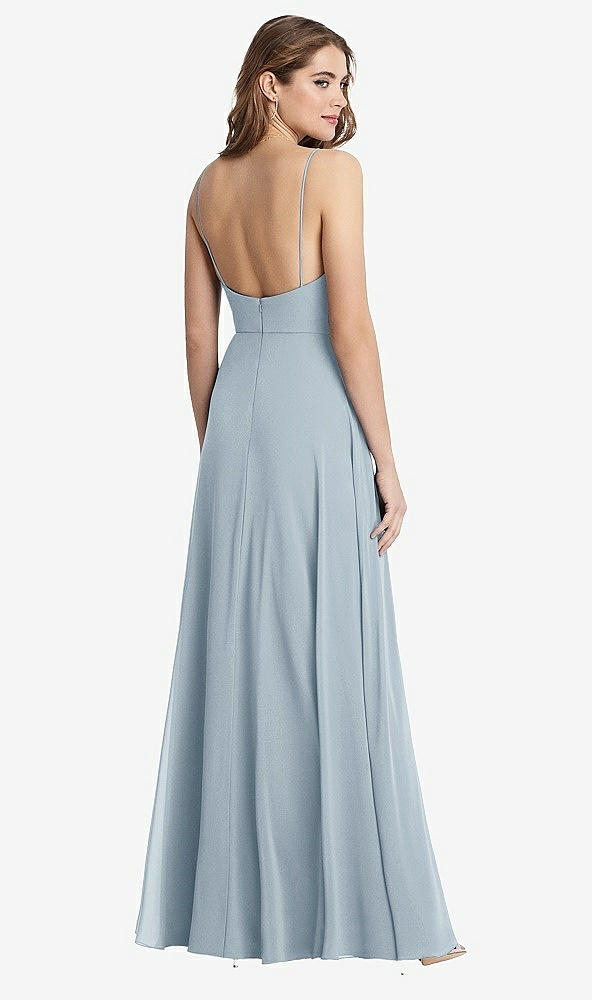 Back View - Mist Square Neck Chiffon Maxi Dress with Front Slit - Elliott