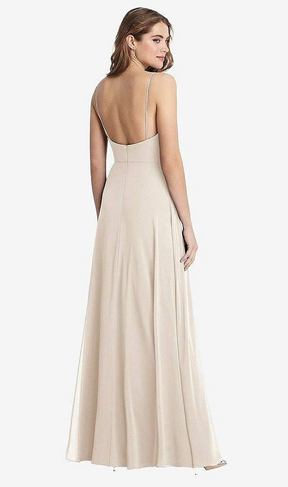 Back View - Oat Square Neck Chiffon Maxi Dress with Front Slit - Elliott