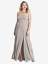 Alt View 1 Thumbnail - Taupe Square Neck Chiffon Maxi Dress with Front Slit - Elliott