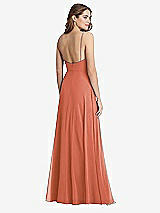 Rear View Thumbnail - Terracotta Copper Square Neck Chiffon Maxi Dress with Front Slit - Elliott