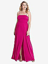 Alt View 1 Thumbnail - Think Pink Square Neck Chiffon Maxi Dress with Front Slit - Elliott