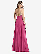 Rear View Thumbnail - Tea Rose Square Neck Chiffon Maxi Dress with Front Slit - Elliott