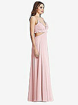 Side View Thumbnail - Ballet Pink Ruffled Chiffon Cutout Maxi Dress - Jessie