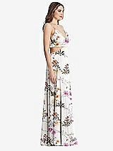 Side View Thumbnail - Butterfly Botanica Ivory Ruffled Chiffon Cutout Maxi Dress - Jessie