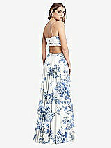 Rear View Thumbnail - Cottage Rose Dusk Blue Ruffled Chiffon Cutout Maxi Dress - Jessie