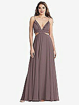 Front View Thumbnail - French Truffle Ruffled Chiffon Cutout Maxi Dress - Jessie