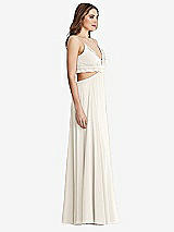 Side View Thumbnail - Ivory Ruffled Chiffon Cutout Maxi Dress - Jessie