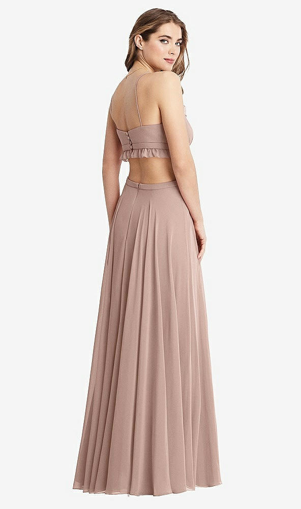 Back View - Neu Nude Ruffled Chiffon Cutout Maxi Dress - Jessie