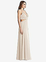 Side View Thumbnail - Oat Ruffled Chiffon Cutout Maxi Dress - Jessie