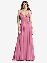 Front View Thumbnail - Orchid Pink Ruffled Chiffon Cutout Maxi Dress - Jessie