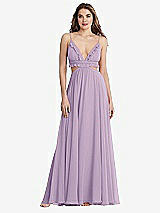 Front View Thumbnail - Pale Purple Ruffled Chiffon Cutout Maxi Dress - Jessie