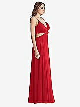 Side View Thumbnail - Parisian Red Ruffled Chiffon Cutout Maxi Dress - Jessie