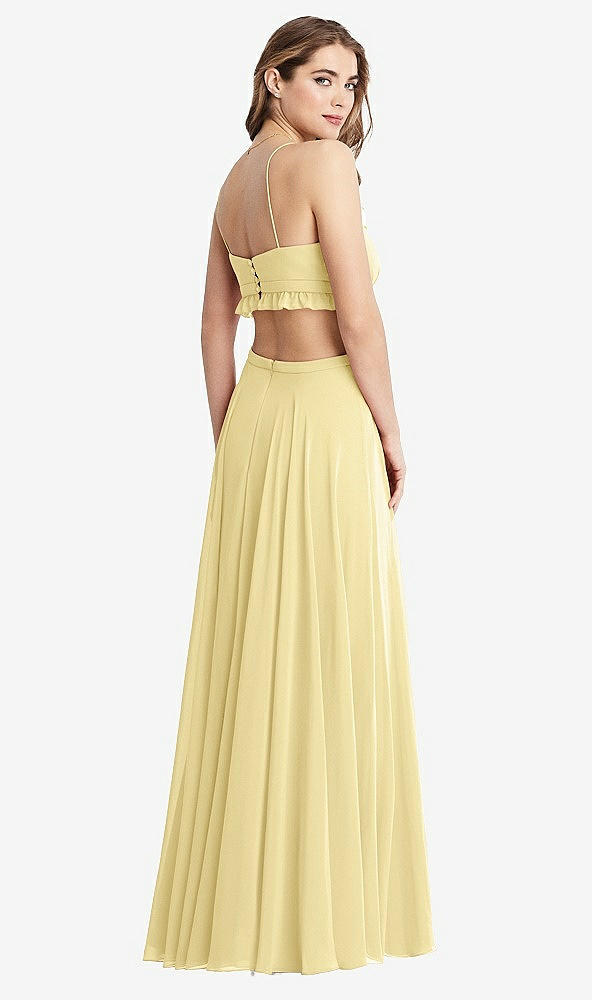 Back View - Pale Yellow Ruffled Chiffon Cutout Maxi Dress - Jessie